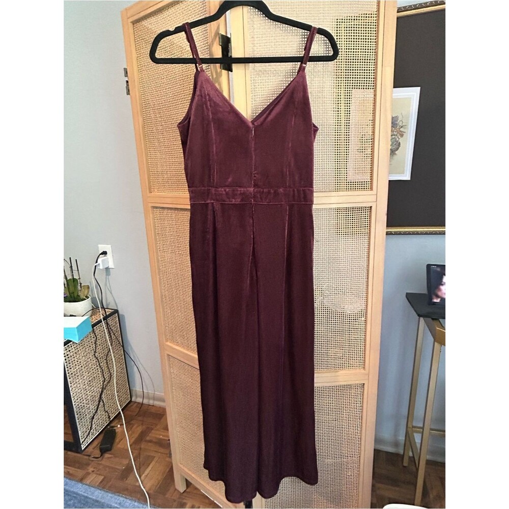 Gianni Bini Deep Burgundy Velvet Romper with Front Bow - Picture 5 of 9